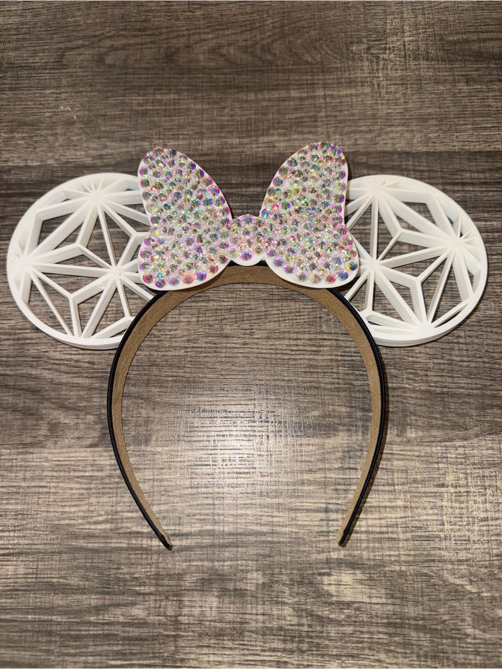 Women’s Mickey 3D printed Bow Ear Headband - White and Iridescent